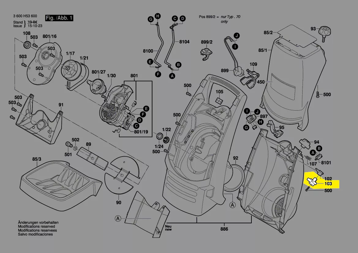 Pièce commande interrupteur réf. F 016 L64 737 BOSCH
